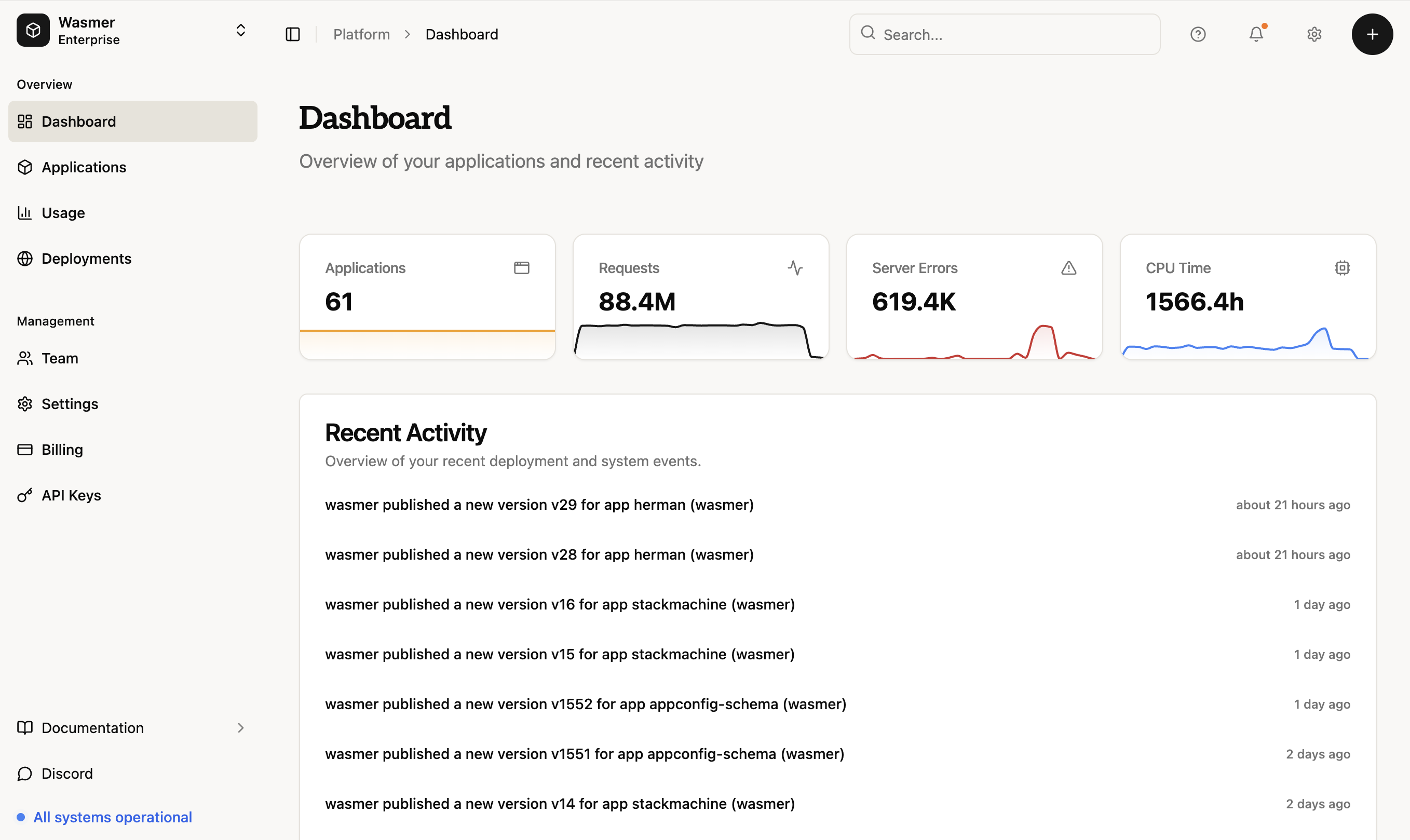 StackMachine hosting dashboard